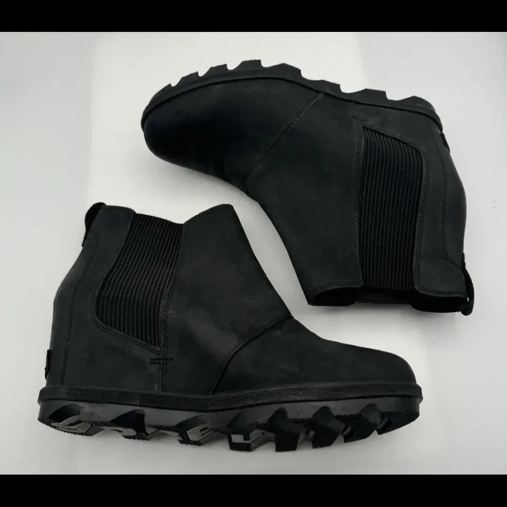Sorel Joan of Arctic Leather Wedge Chelsea Boot Black Size 10 US - Picture 5 of 9